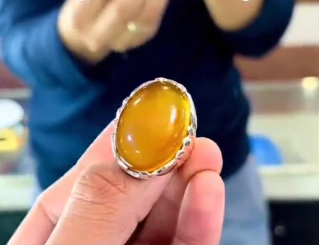 Real Yellow Yemni Agate Ring Handmade 925 Sterling