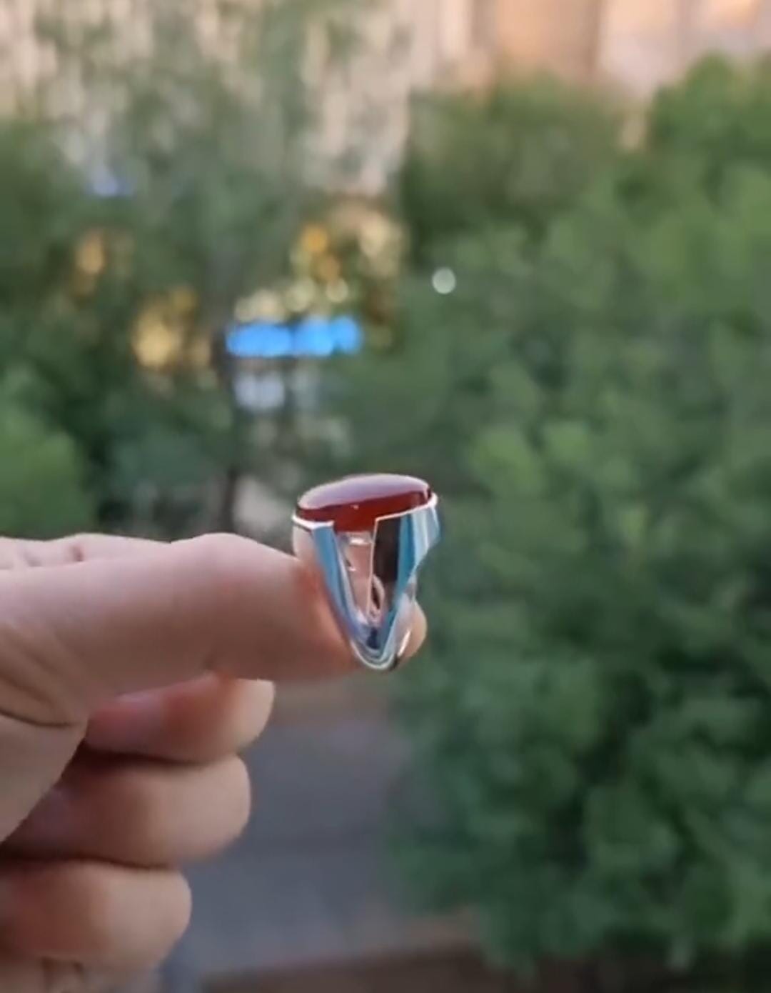 Natural Brown Agate Sterling ,Handmade Aqeeq Ring,